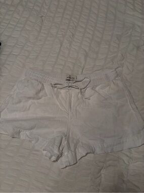 Abercrombie & Fitch White Linen Drawstring Shorts